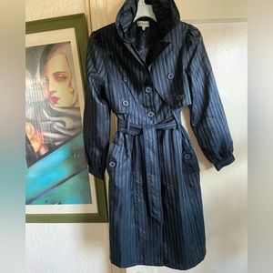 Karen Millen England Striped Ruffle Collar Trench Dress Coat 6